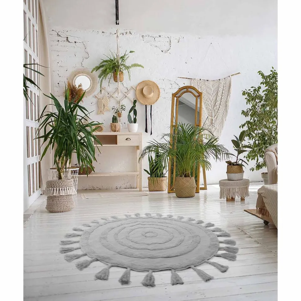 Dywan z frędzlami Multi-decor Bali, koło, 100 cm, szary