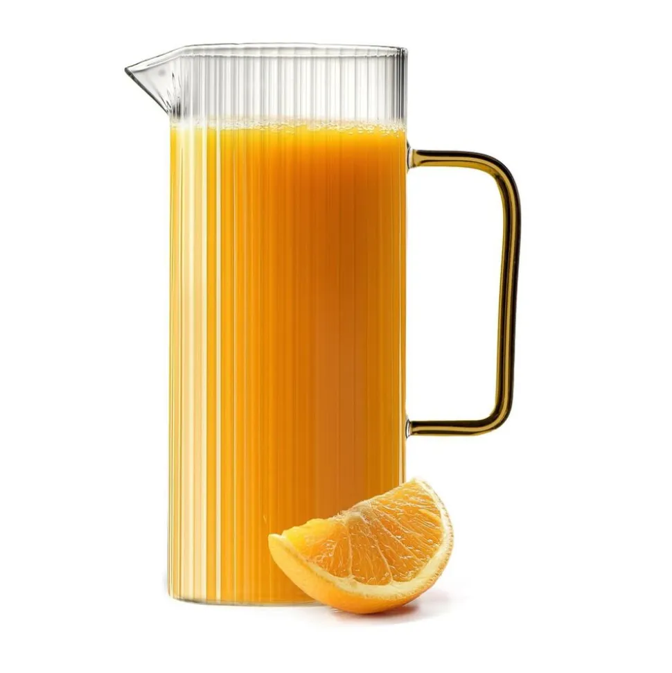 Dzbanek ryflowany Vialli Design Livio, 1,5 l, z żółtym uchem