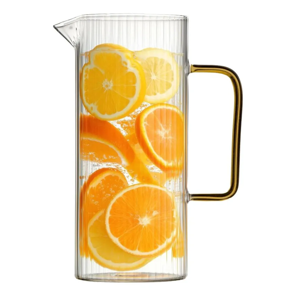 Dzbanek ryflowany Vialli Design Livio, 1,5 l, z żółtym uchem