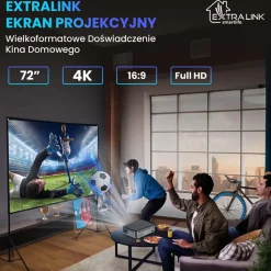 Ekran projekcyjny przenośny Extralink, 72”, 160 x 90 cm, ze stojakiem