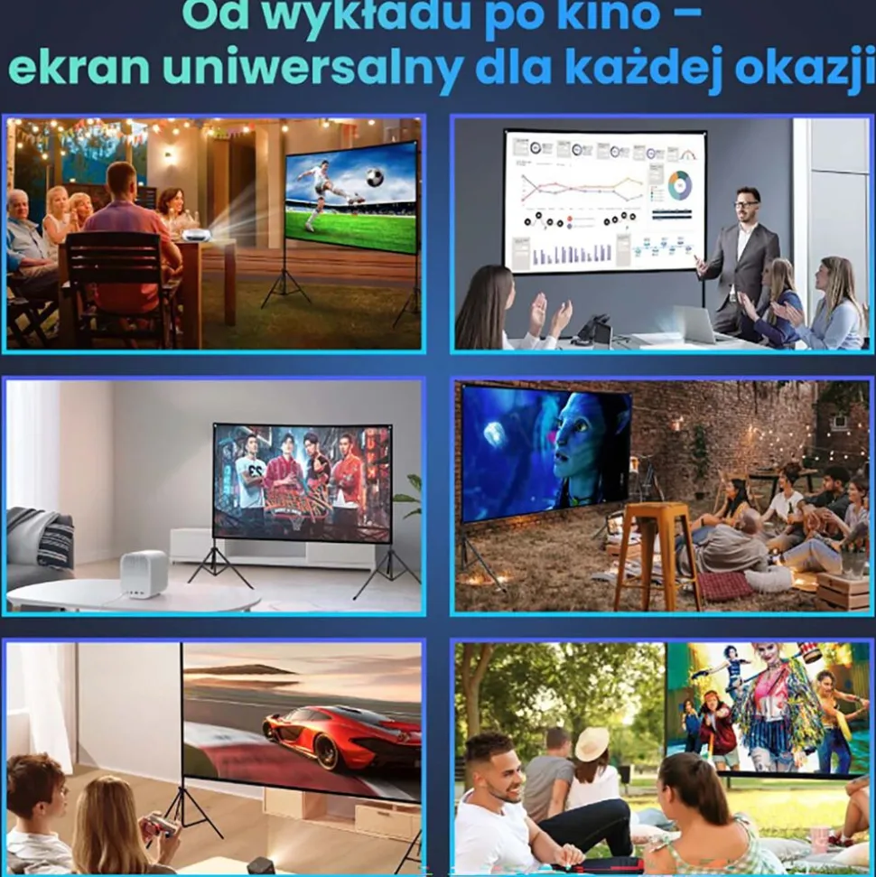 Ekran projekcyjny przenośny Extralink, 72”, 160 x 90 cm, ze stojakiem
