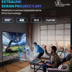Ekran projekcyjny przenośny Extralink, 100”, 220 x 125 cm, ze stojakiem