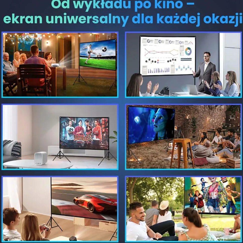 Ekran projekcyjny przenośny Extralink, 100”, 220 x 125 cm, ze stojakiem