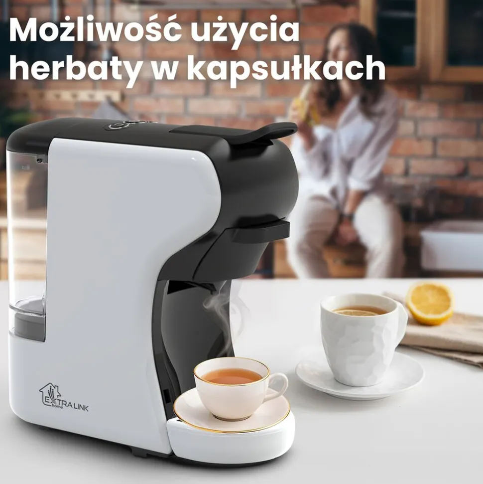 Ekspres wielokapsułkowy Extralink Home, 6 systemów kapsułek, czarno-biały