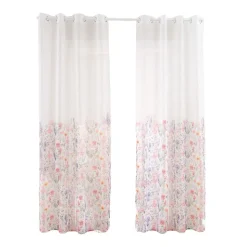 Firany na przelotkach 137 x 250 cm Smukee Home, 2 szt., z nadrukiem, kwiaty