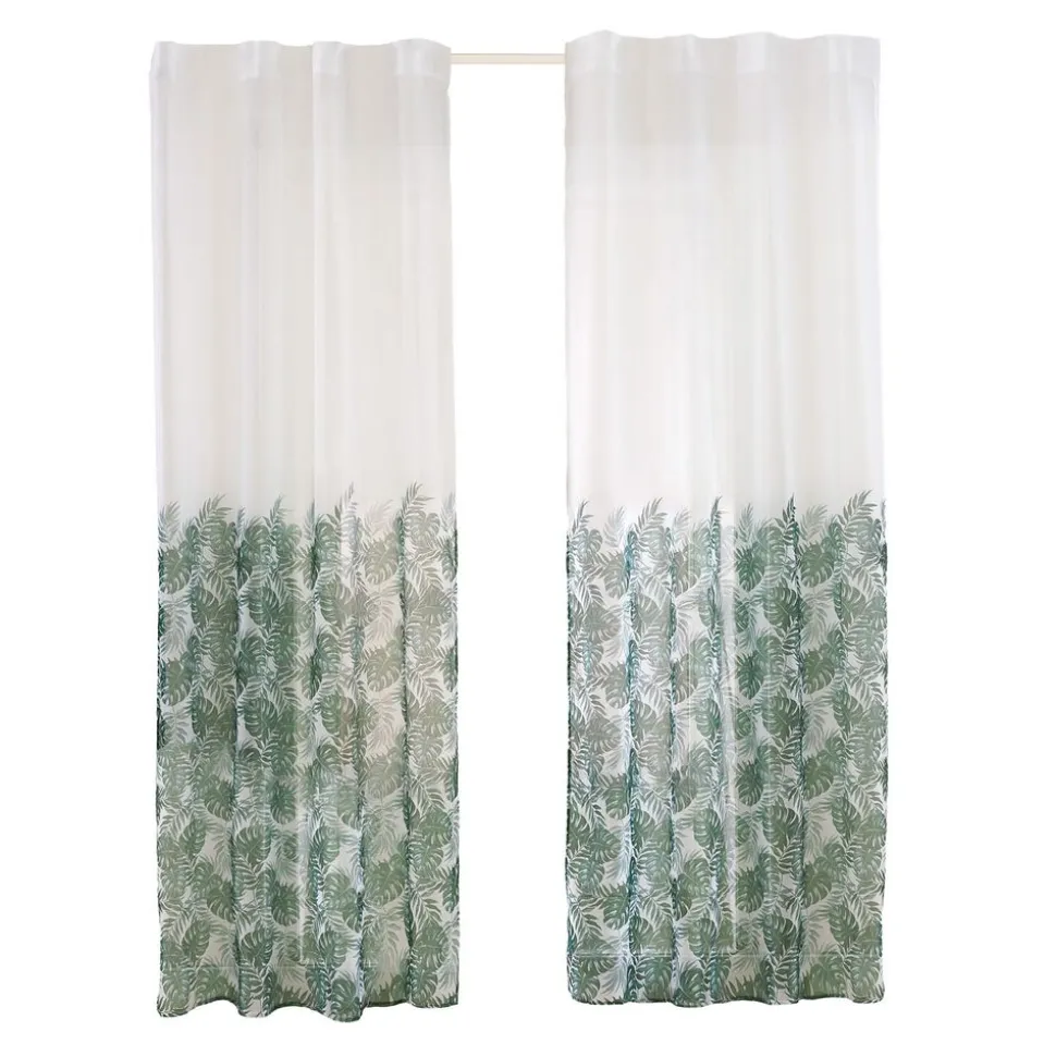 Firany na taśmie 137 x 250 cm Smukee Home, 2 szt., z nadrukiem, liście monstery