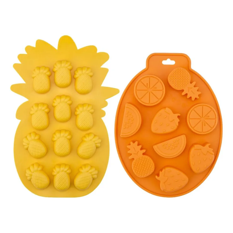 Foremki do lodu Altom Design, 2 szt., silikonowe, pomarańcza i ananas