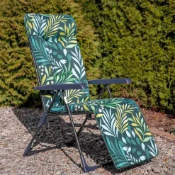Fotel ogrodowy z podnóżkiem Gardenic Toskania Plus G054-02IB, rozkładany, zielony