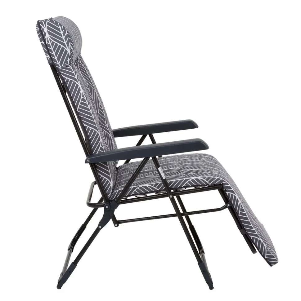 Fotel ogrodowy z podnóżkiem Gardenic Toskania Plus H046-06IB, rozkładany, szary