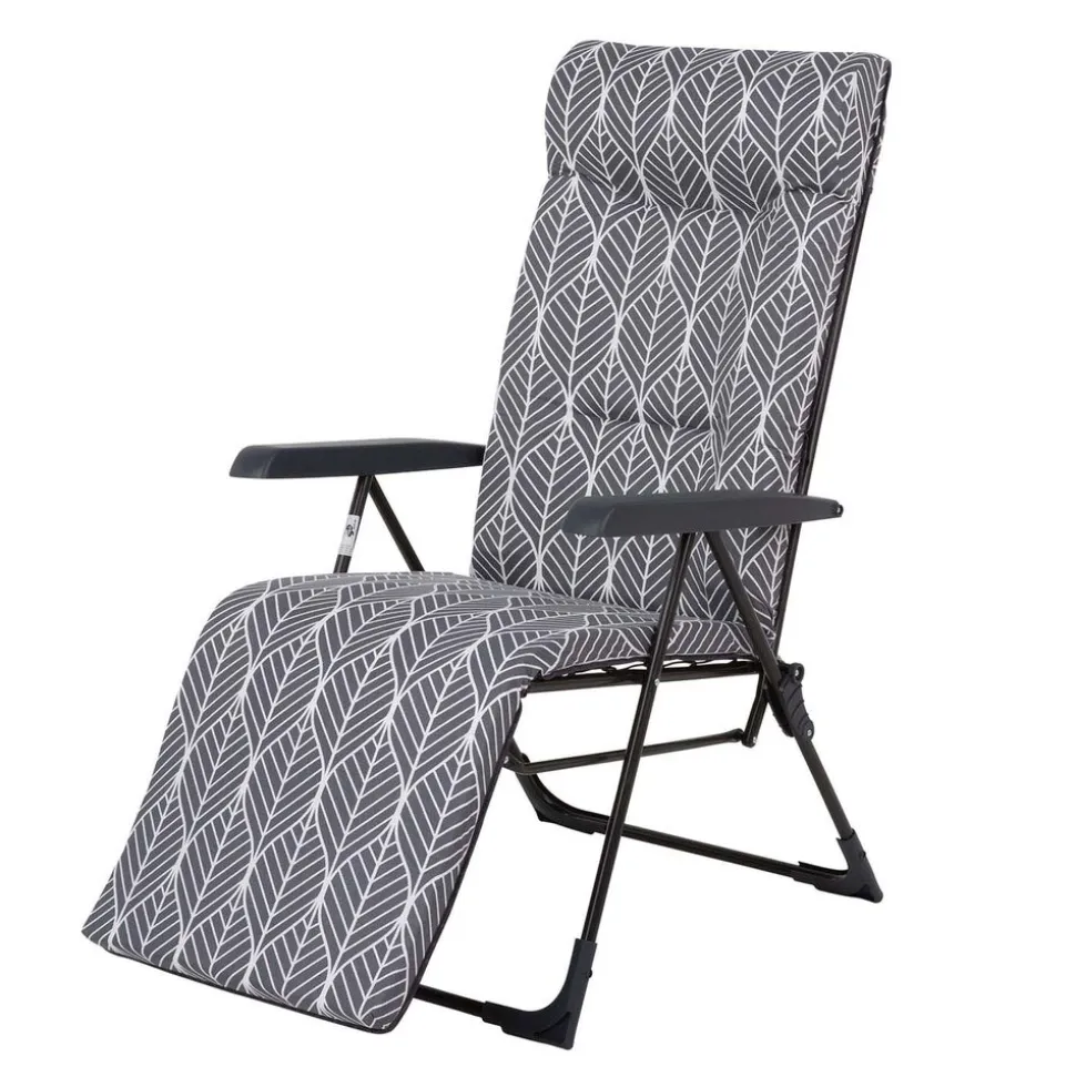 Fotel ogrodowy z podnóżkiem Gardenic Toskania Plus H046-06IB, rozkładany, szary