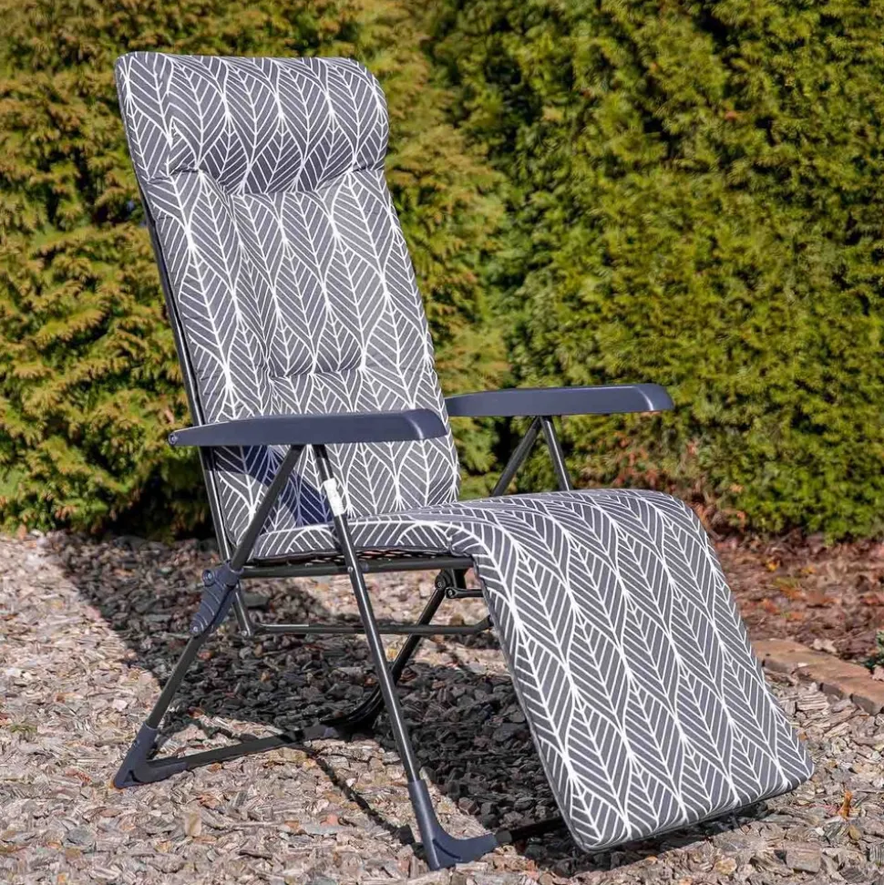 Fotel ogrodowy z podnóżkiem Gardenic Toskania Plus H046-06IB, rozkładany, szary