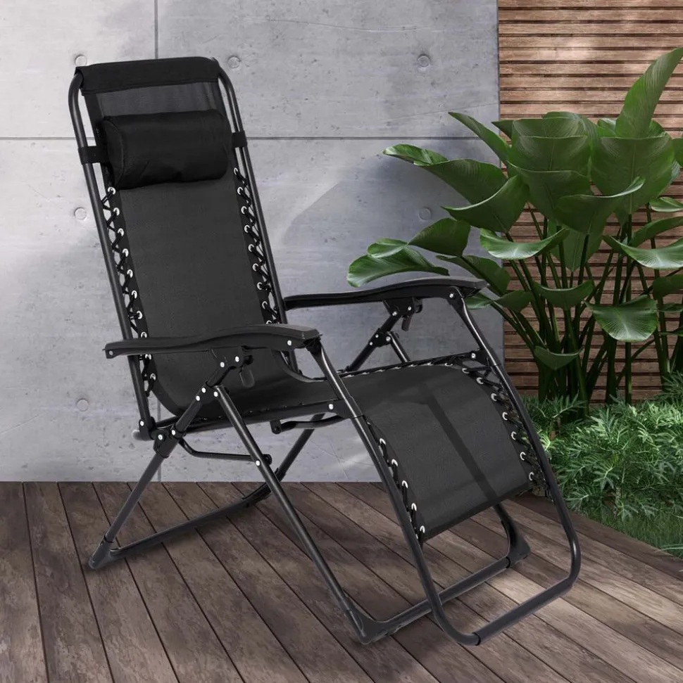 Fotel wielopozycyjny Gardenic Zero Gravity, z regulowanym oparciem, czarny