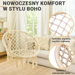 Fotel wiszący ażurowy Black Forest, ecru