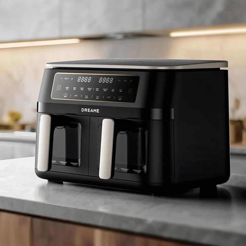Frytkownica beztłuszczowa Dreame Tasti DZ30, 3000 W, 2 x 5,5 l, czarna