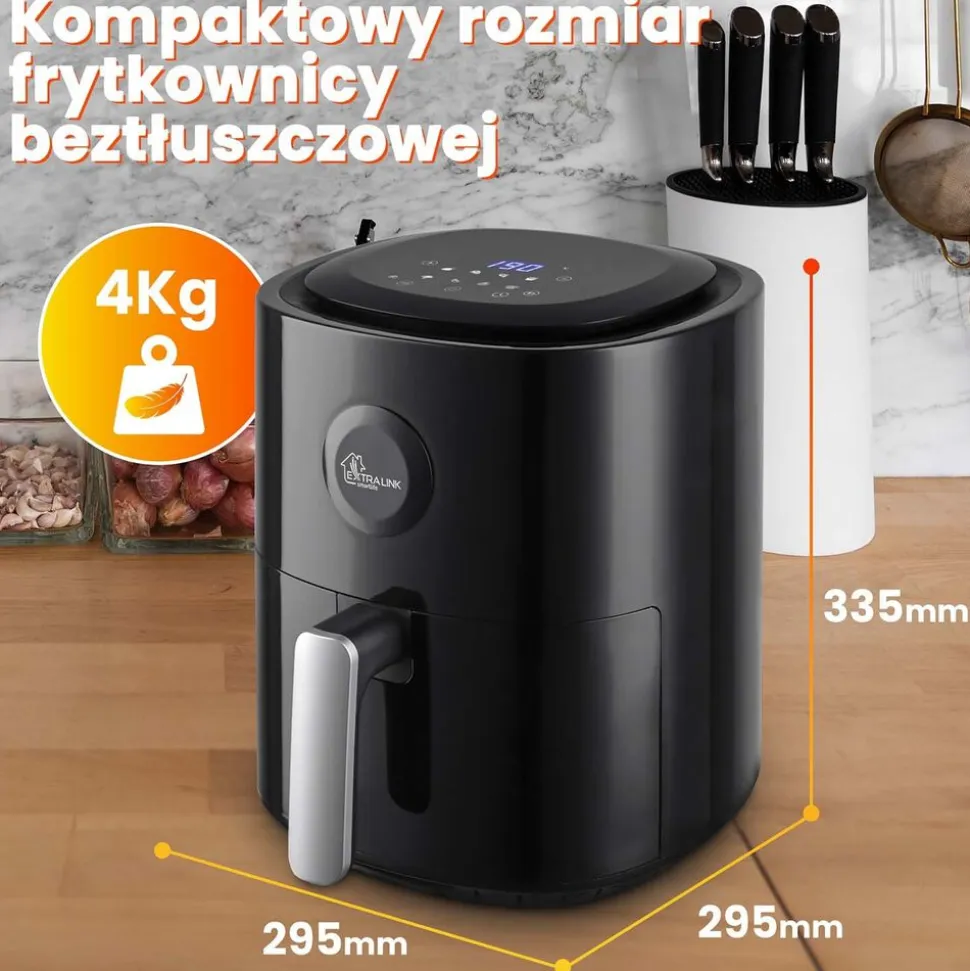 Frytkownica beztłuszczowa Extralink Smart Life SJ-400, 4 l, 1300 W, czarna