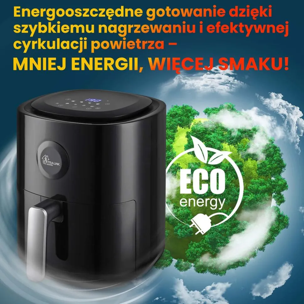 Frytkownica beztłuszczowa Extralink Smart Life SJ-400, 4 l, 1300 W, czarna