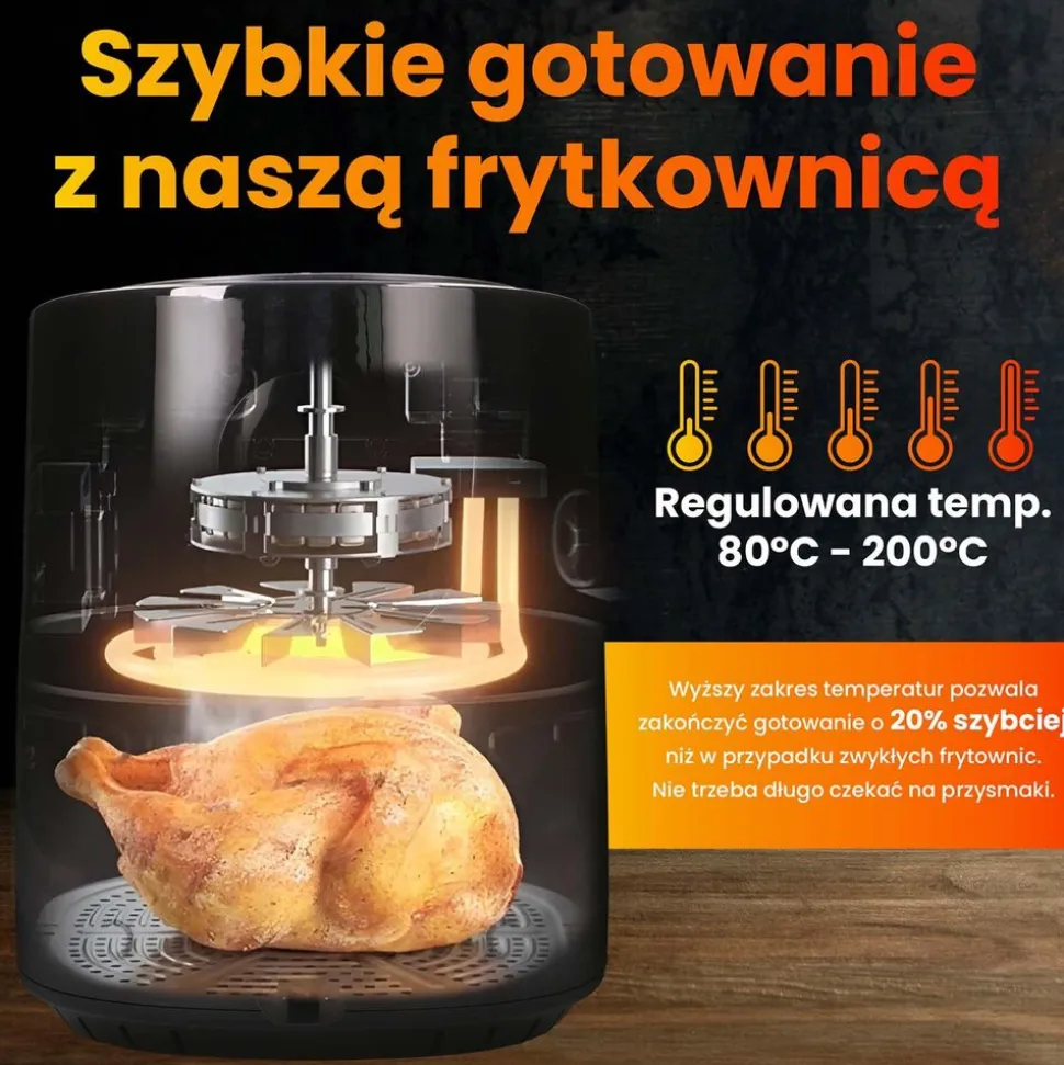 Frytkownica beztłuszczowa Extralink Smart Life SJ-400, 4 l, 1300 W, czarna