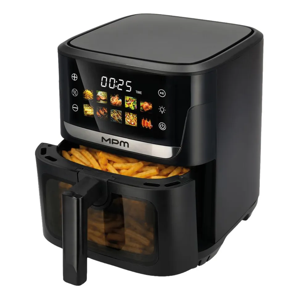 Frytkownica beztłuszczowa MPM, 1900 W, 6,5 l, czarna