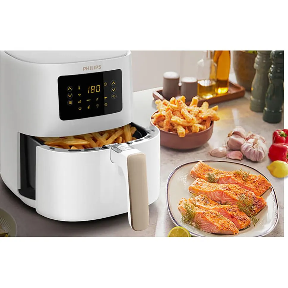 Frytkownica beztłuszczowa Philips Ovi Connected HD9255/30, 1400 W, 4,1 l, biała