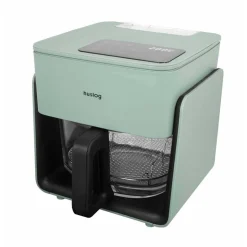 Frytkownica beztłuszczowa szklana Huslog Crystal Steam, 1300 W, 4,2 l, z funkcją pary, zielona
