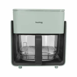 Frytkownica beztłuszczowa szklana Huslog Crystal Steam, 1300 W, 4,2 l, z funkcją pary, zielona
