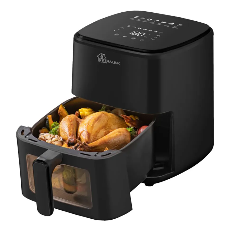 Frytkownica beztłuszczowa z okienkiem Extralink Home, 1400 W, 5 l, czarna