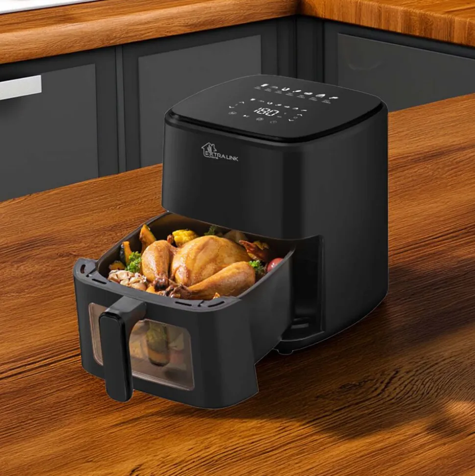 Frytkownica beztłuszczowa z okienkiem Extralink Home, 1400 W, 5 l, czarna