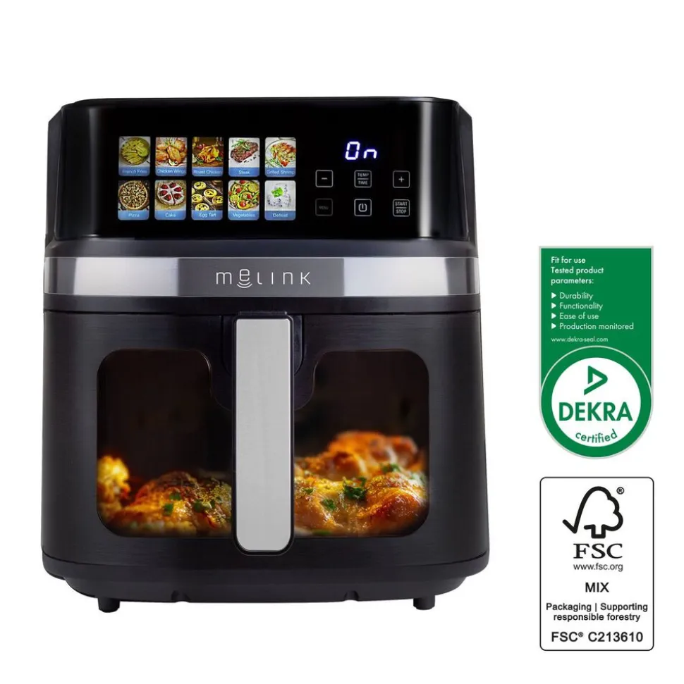 Frytkownica beztłuszczowa z okienkiem Melink, 1700 W, 8,6 l, czarna