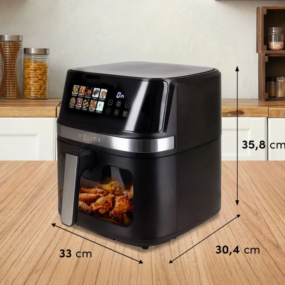 Frytkownica beztłuszczowa z okienkiem Melink, 1700 W, 8,6 l, czarna
