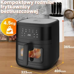 Frytkownica beztłuszczowa z okienkiem Extralink, 1800 W, 6,5 l, czarna
