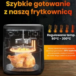 Frytkownica beztłuszczowa z okienkiem Extralink, 1800 W, 6,5 l, czarna