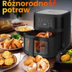 Frytkownica beztłuszczowa z okienkiem Extralink, 1800 W, 6,5 l, czarna