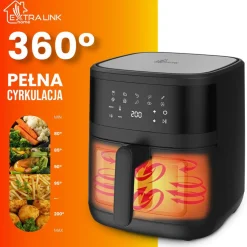 Frytkownica beztłuszczowa z okienkiem Extralink, 1800 W, 6,5 l, czarna