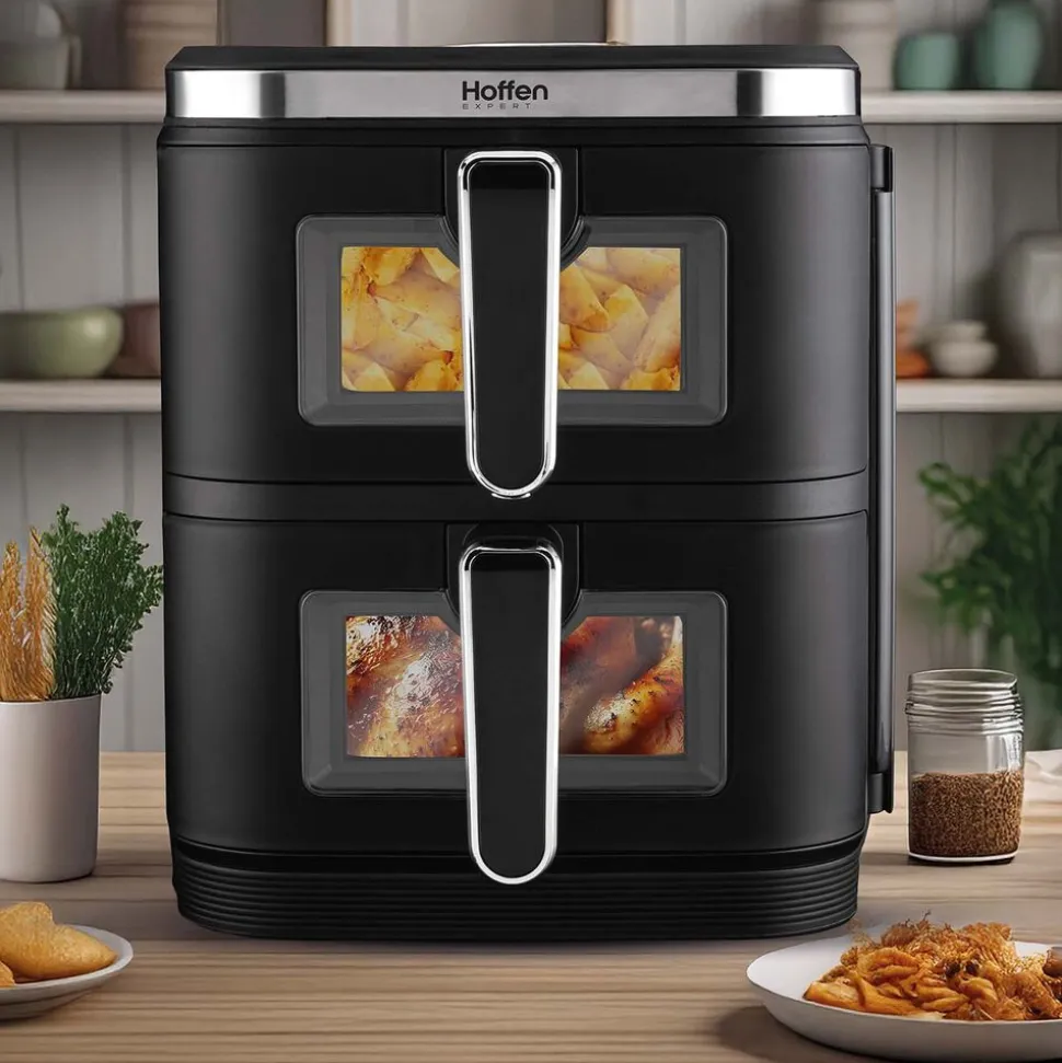 Frytkownica dwukomorowa Hoffen Expert HO-00091, 2800 W, 11 l, czarna