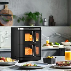 Frytkownica dwukomorowa KaringBee ZHAF-960AP, 2800 W, 2 x 5,5 l, czarna