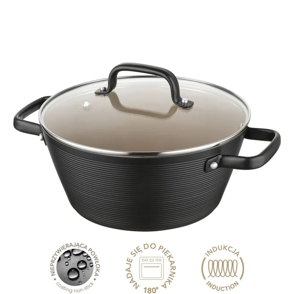 Garnek aluminiowy 24 cm 3,3 l Florina Carina, czarny