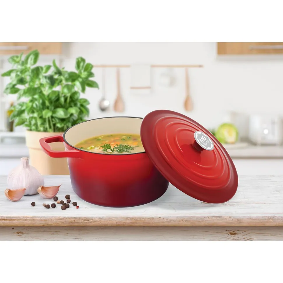 Garnek żeliwny MG Home Infinito, 2,1 l, czerwony