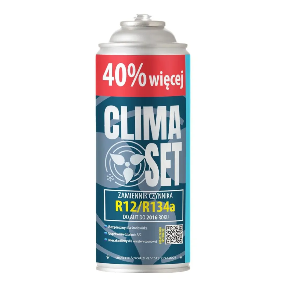 Gaz do klimatyzacji ClimaSet R134a 626 g, z przewodem z manometrem i odświeżaczem do klimatyzacji