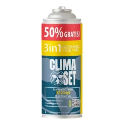 Gaz do klimatyzacji ClimaSet 3w1 R1234yf 470g, z przewodem z manometrem, adapterem R1234yf i odświeżaczem do klimatyzacji