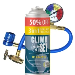 Gaz do klimatyzacji ClimaSet 3w1 R134a 626 g, z przewodem z manometrem