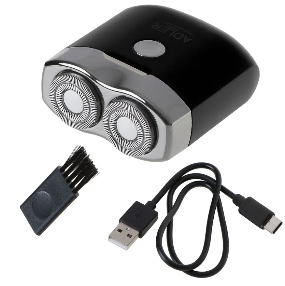 Golarka podróżna z USB, 2 głowice, czarna