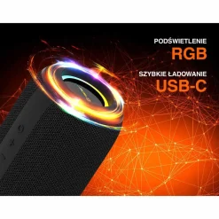 Głośnik Bluetooth Tracer XtremeBeat Pro TWS BT RGB, 40 W, czarno-pomarańczowy