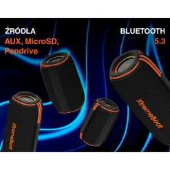 Głośnik Bluetooth Tracer XtremeBeat Pro TWS BT RGB, 40 W, czarno-pomarańczowy