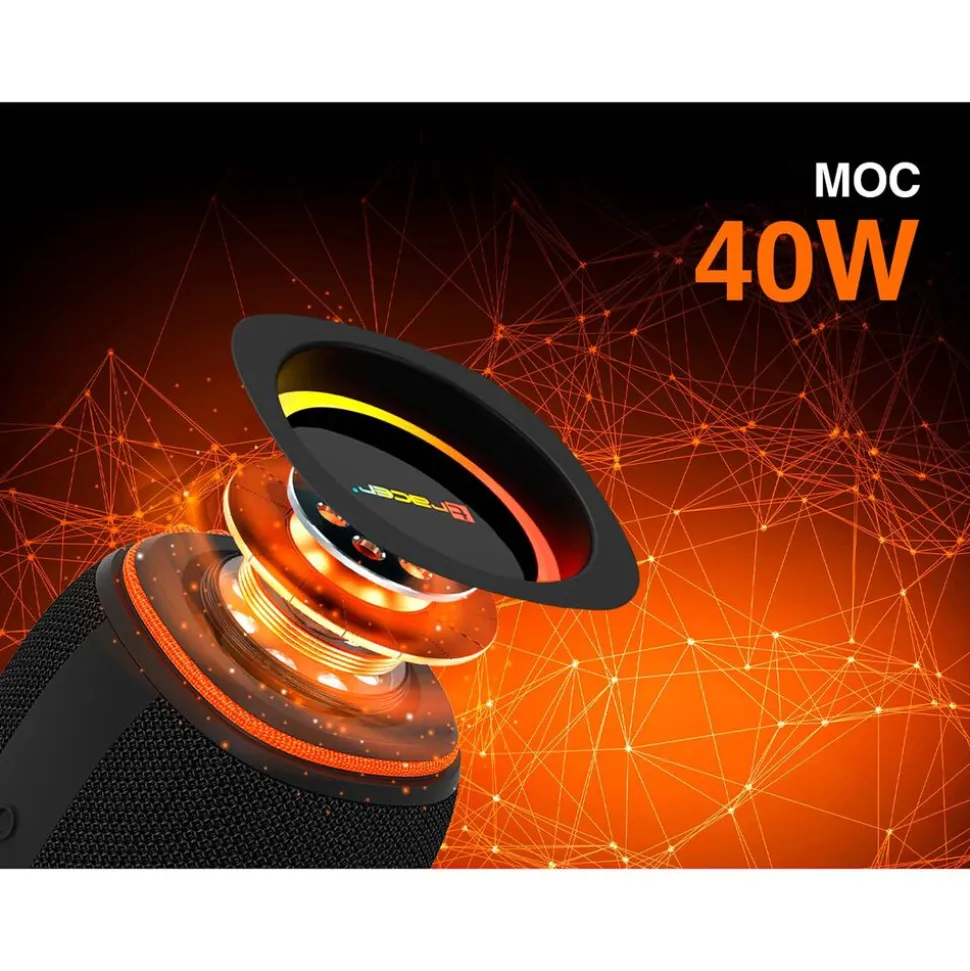 Głośnik Bluetooth Tracer XtremeBeat Pro TWS BT RGB, 40 W, czarno-pomarańczowy