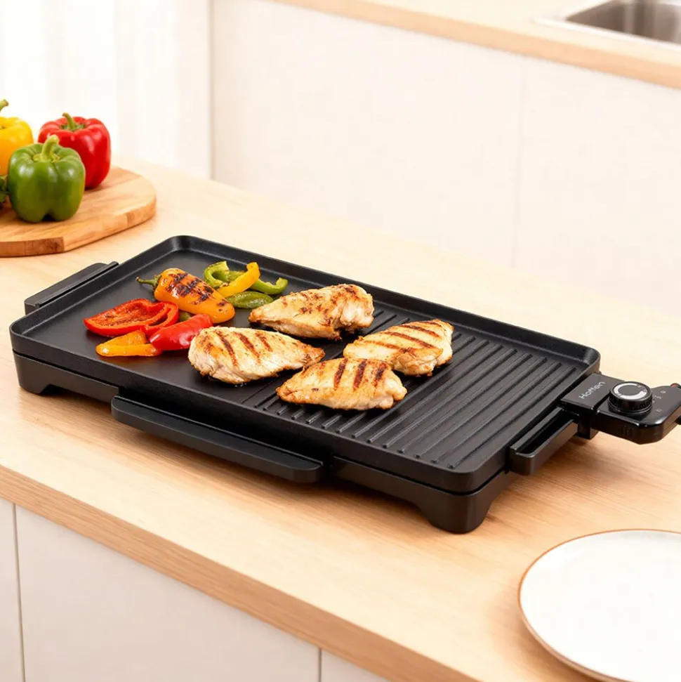 Grill elektryczny otwarty Hoffen, 2200 W, czarny