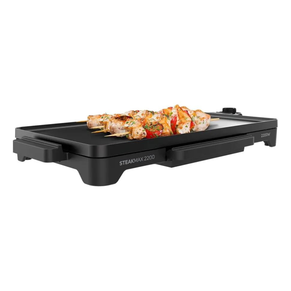 Grill elektryczny plancha Taurus Steakmax 2200, 2200 W, otwarta konstrukcja, czarny