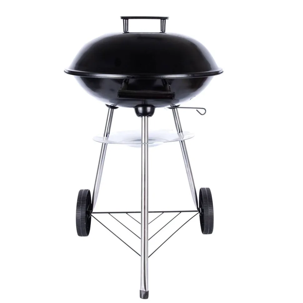 Grill kulisty 16”, czarny, z pokrywą i popielnikiem