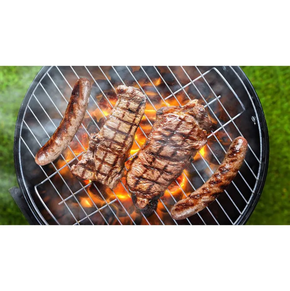 Grill kulisty 16”, czarny, z pokrywą i popielnikiem