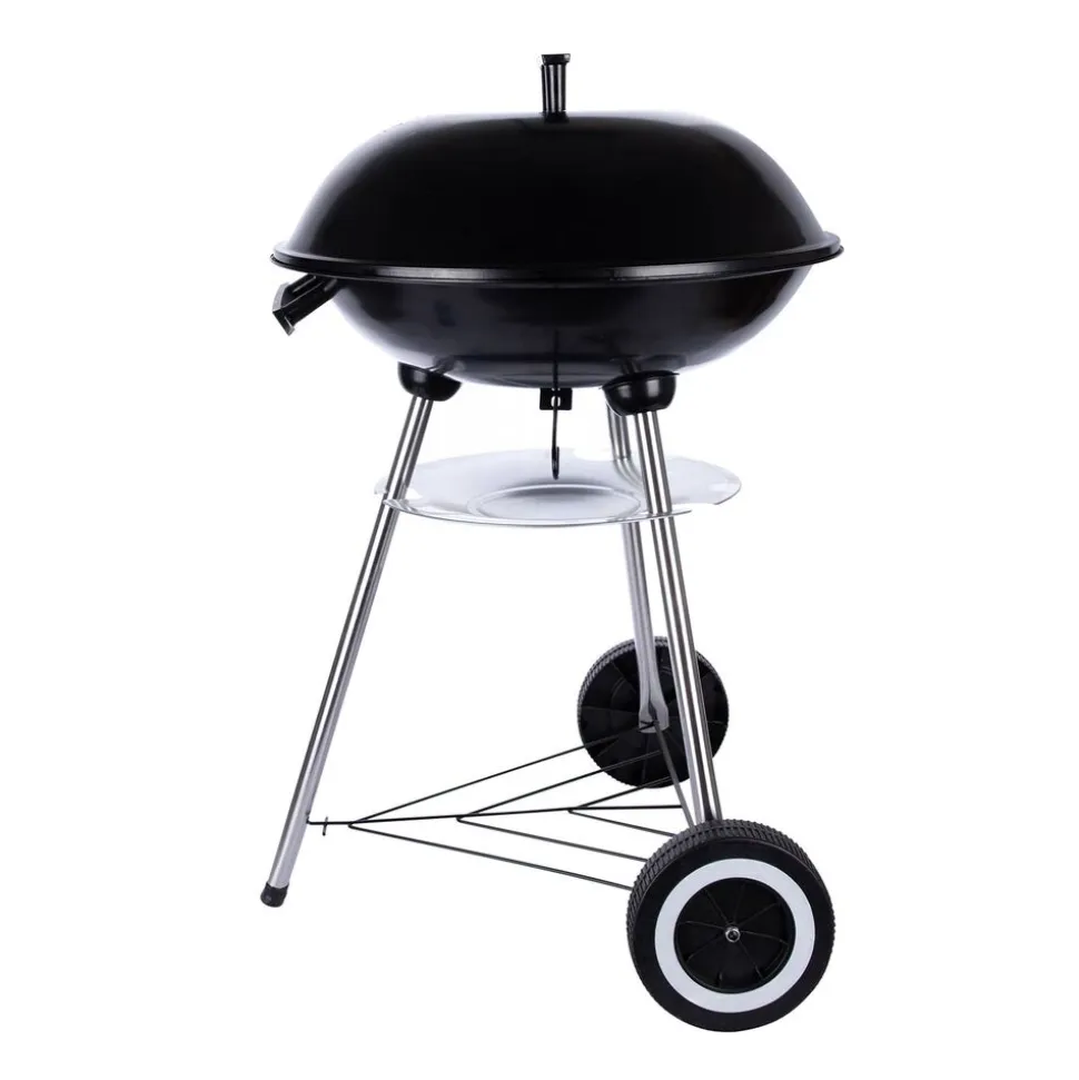 Grill kulisty 16”, czarny, z pokrywą i popielnikiem