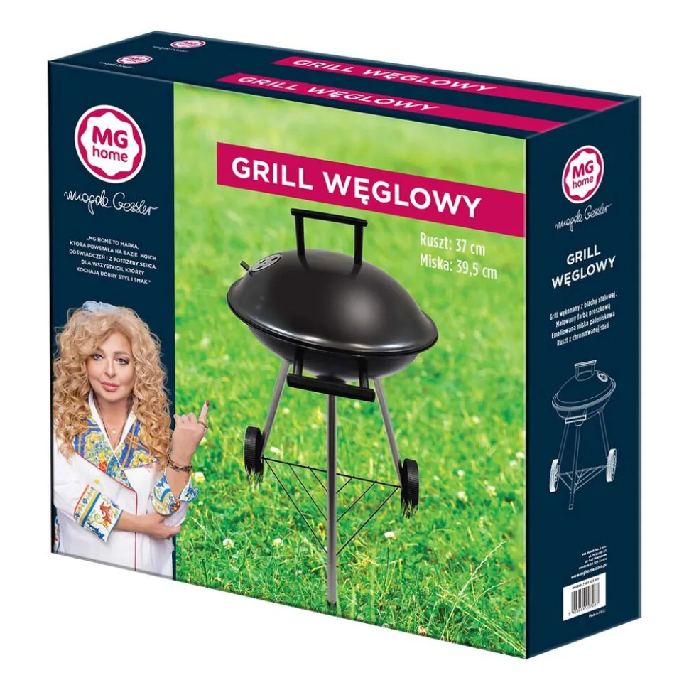 Grill ogrodowy węglowy MG Home 16 cali, ruszt 37 cm